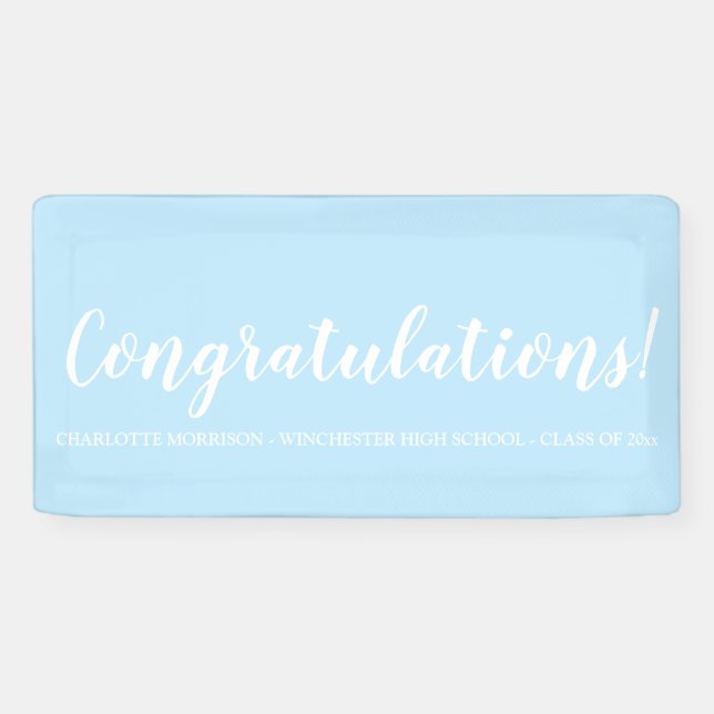 Lona Felicitaciones personalizado azul pálido graduació (Horizontal)