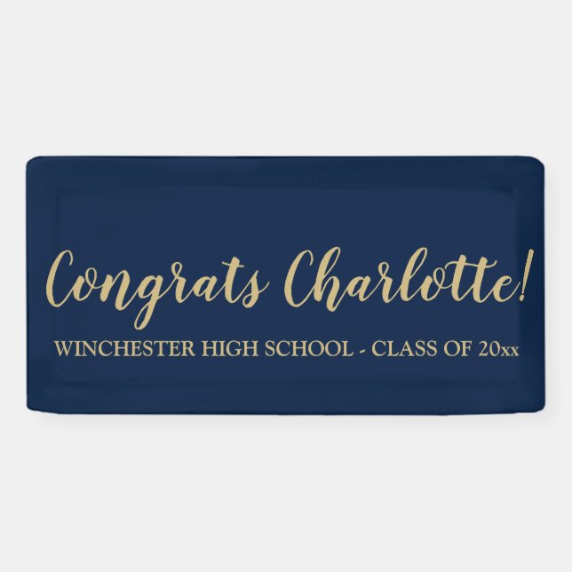 Lona Felicitaciones personalizado de escritura azul mar (Horizontal)