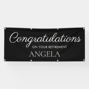 Lona Felicitaciones por jubilación en blanco negro