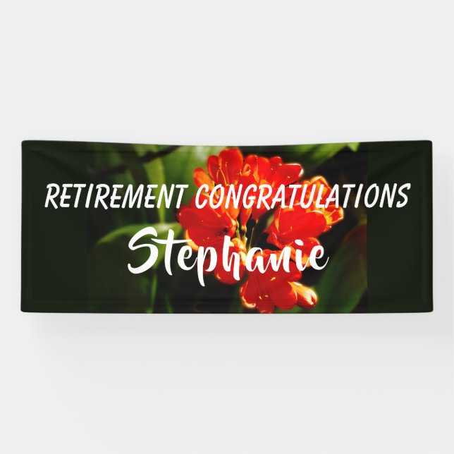 Lona Felicitaciones por jubilación Flor Jumbo Naranja (Horizontal)