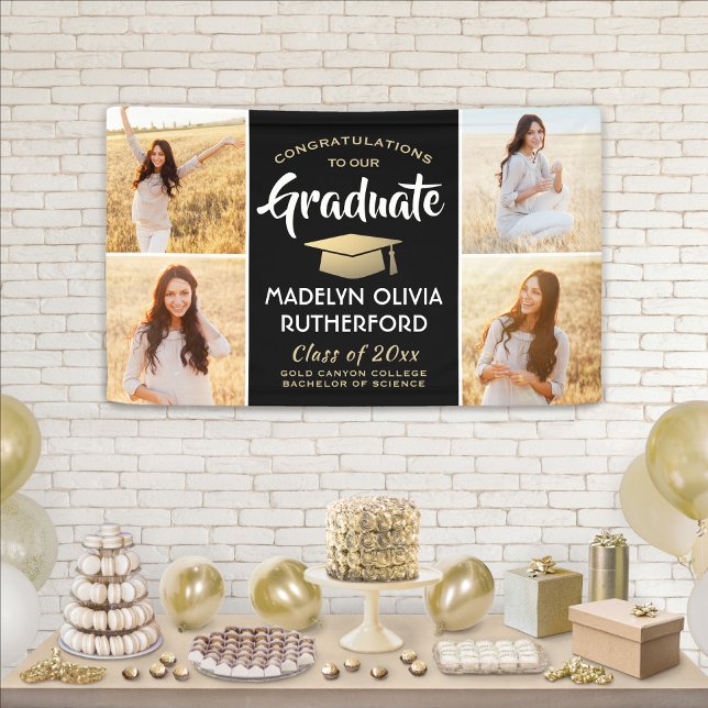 Lona Felicitaciones por la foto Oro Negro y Graduación  (Subido por el creador)