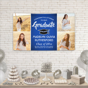 Lona Felicitaciones por la graduación de foto Royal Blu