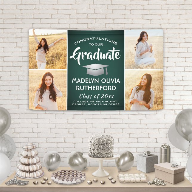Lona Felicitaciones por la graduación de Plata y Blanco (Subido por el creador)