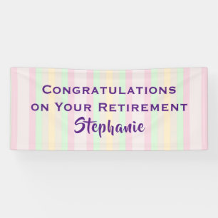Lona Felicitaciones por retiro Pastel Stripe Jumbo