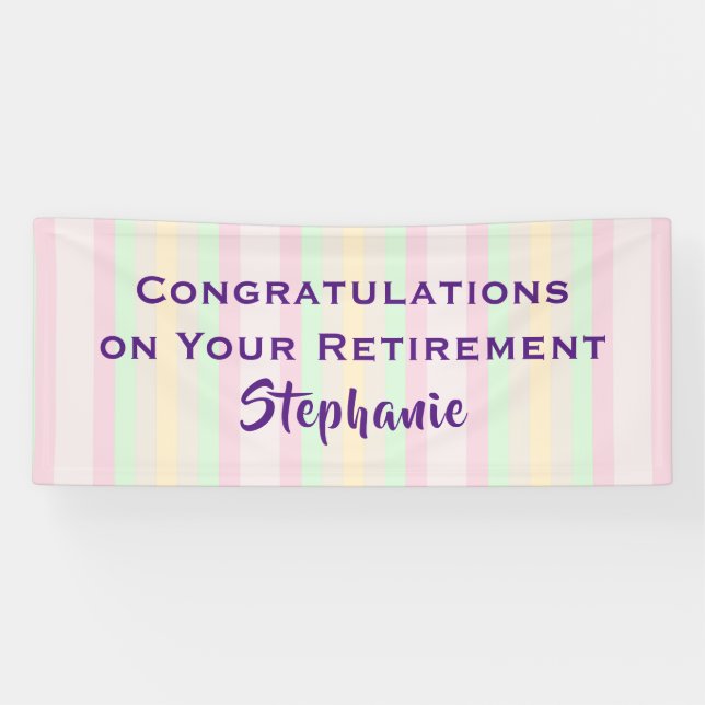 Lona Felicitaciones por retiro Pastel Stripe Jumbo (Horizontal)