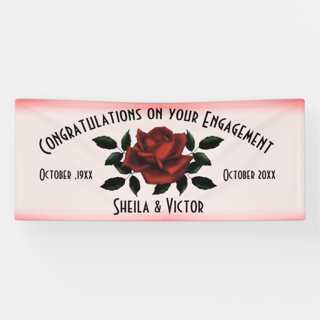 Lona Felicitaciones Red Rose Engagement (Horizontal)