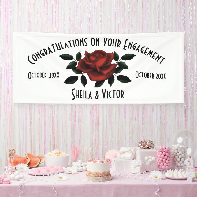 Lona Felicitaciones Red Rose Engagement (Fiesta)
