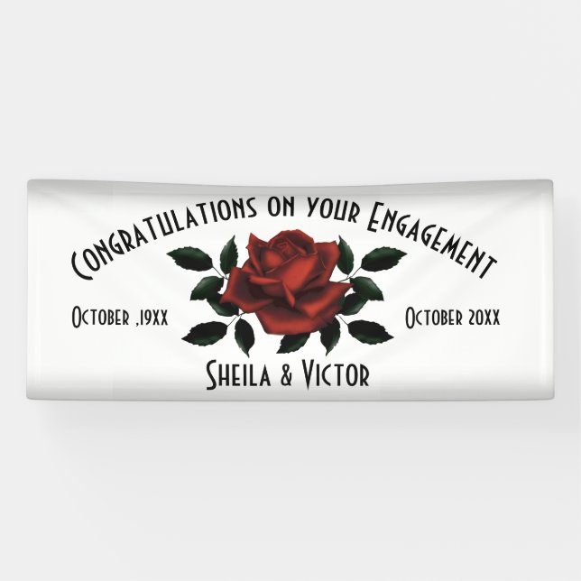 Lona Felicitaciones Red Rose Engagement (Horizontal)