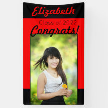 Felicitaciones rojas y negras Una fiesta de gradua