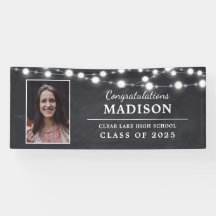 Felicitaciones Rustic Chalk String Lights Grad Pho
