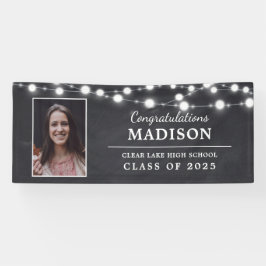 Lona Felicitaciones Rustic Chalk String Lights Grad Pho