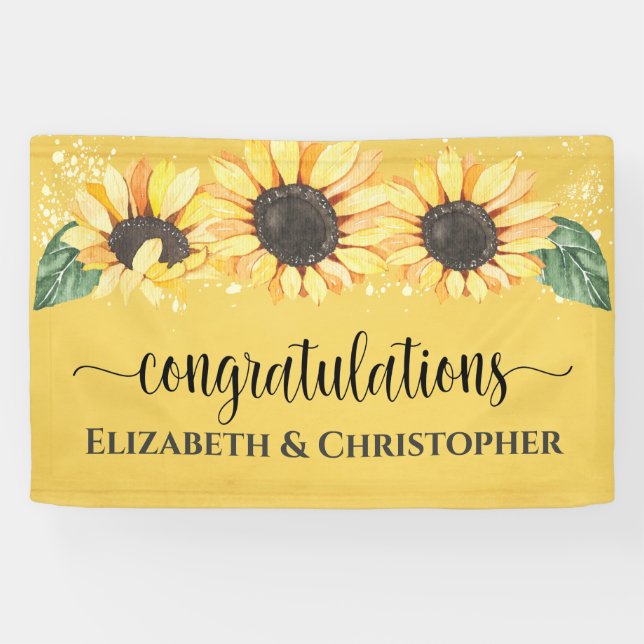 Lona Felicitaciones Rustic Sunflower Fall Wedding (Horizontal)