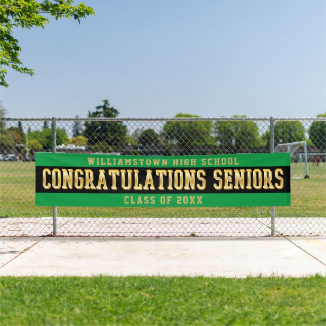 Lona Felicitaciones Seniors Green | Negro | Oro (In situ)