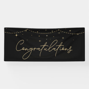 Lona Felicitaciones Simple Negro Dorado Elegante