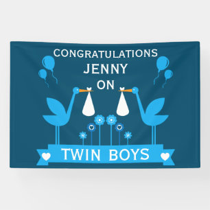 Lona Felicitaciones Stalk Delivery Twin Boy