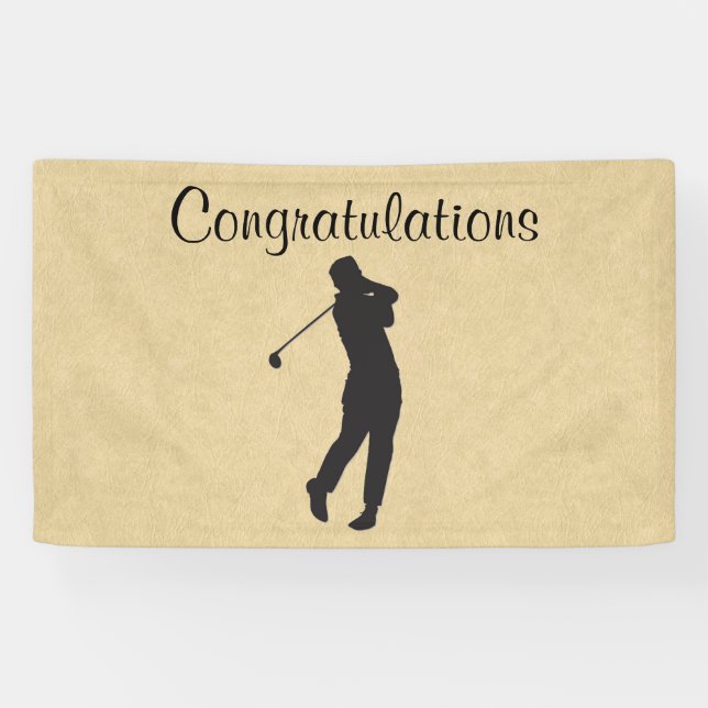 Lona Felicitaciones Tan Leather Golf Design (Horizontal)