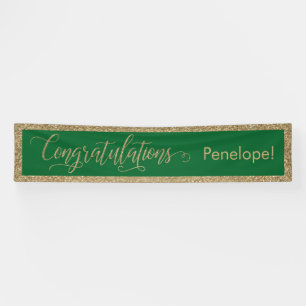 Lona Felicitaciones Typography Gold Purpurina y Green