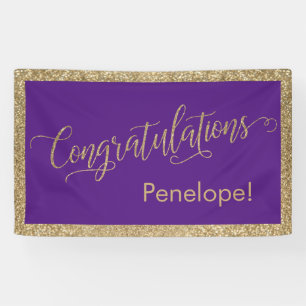 Lona Felicitaciones Typography Gold Purpurina y Purple