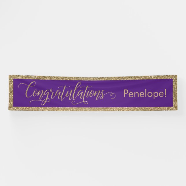 Lona Felicitaciones Typography Gold Purpurina y Purple (Horizontal)