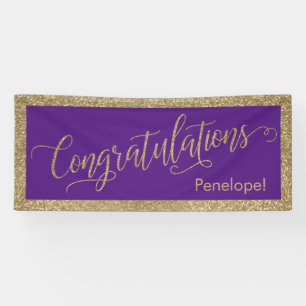 Lona Felicitaciones Typography Gold Purpurina y Purple
