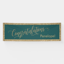 Lona Felicitaciones Typography Gold Purpurina y Verde a