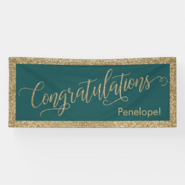 Lona Felicitaciones Typography Gold Purpurina y Verde a