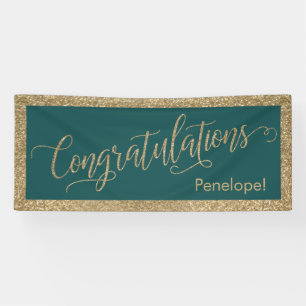 Lona Felicitaciones Typography Gold Purpurina y Verde a