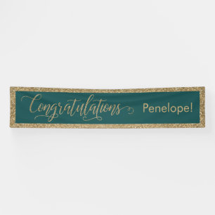 Lona Felicitaciones Typography Gold Purpurina y Verde a