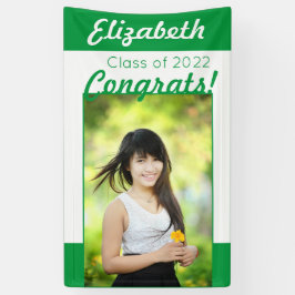 Lona Felicitaciones verdes y blancas Una fiesta de grad