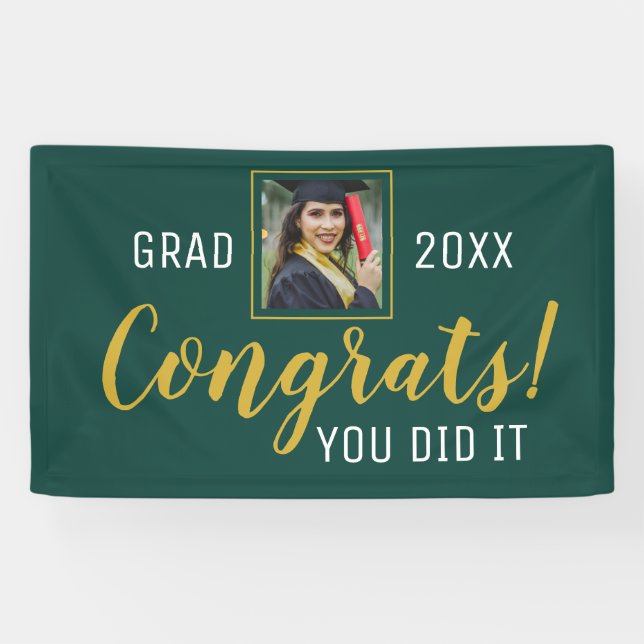 Lona Felicitaciones Verdes Y Oro Que Hiciste Grad 2020 (Horizontal)