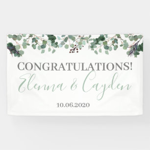Lona Felicitaciones Verdor Banner Decoración Boda