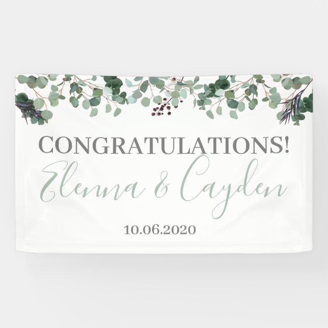 Lona Felicitaciones Verdor Banner Decoración Boda (Horizontal)