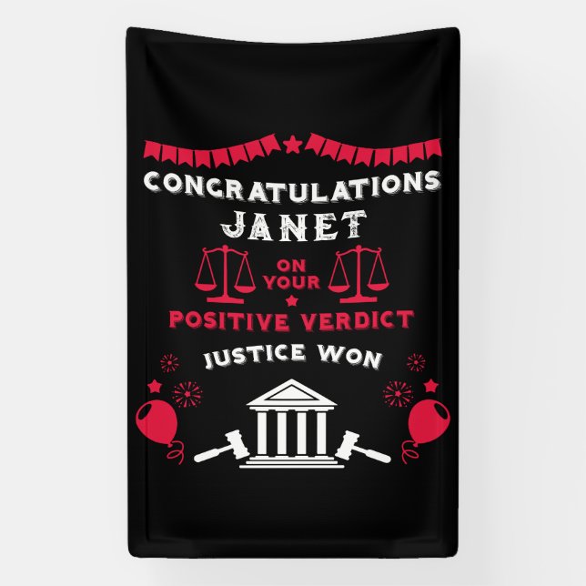 Lona Felicitaciones veredicto del tribunal (Vertical)