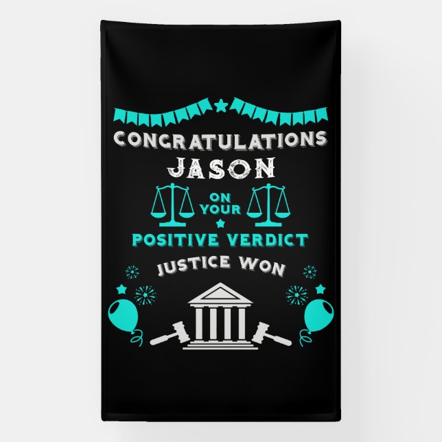 Lona Felicitaciones veredicto del tribunal (Vertical)