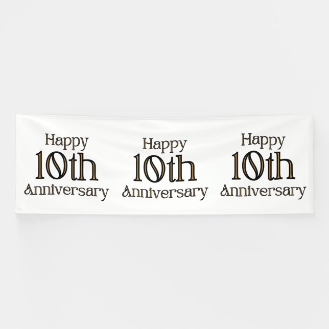 Lona Feliz 10º Aniversario Estandarte de Vinilo 4x12 (Horizontal)