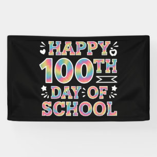 Lona Feliz 100º Día De Escuela Tie Dye Arcoíris 100 Día