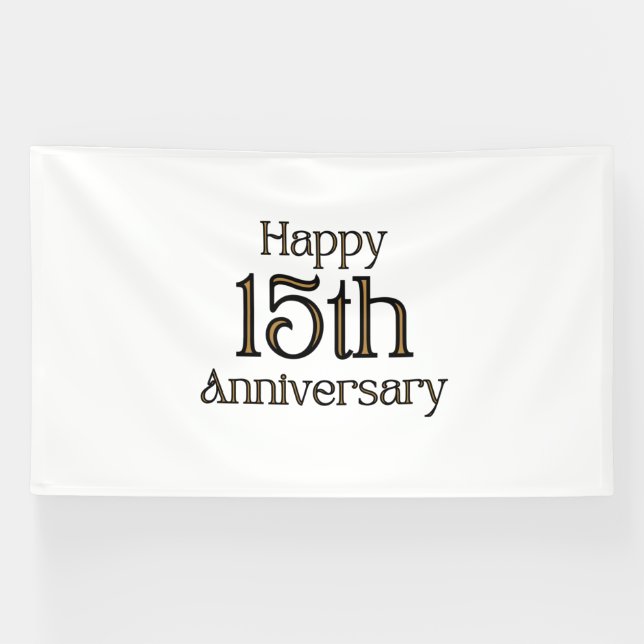 Lona Feliz 15 Aniversario Estandarte de Vinilo 6x10 (Horizontal)