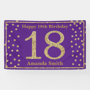Lona Feliz 18º cumpleaños Banner Purple and Gold Purpur