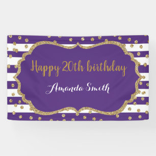 Lona Feliz 20 aniversario Banner Purple and Gold Purpur
