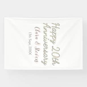 LONA FELIZ 20 ANIVERSARIO DE BODAS NOMBRE ROSA GRIS PAS