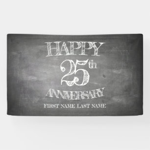 Lona Feliz 25° aniversario en la pizarra de tiza
