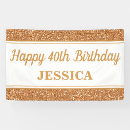 Lona Feliz 40.º Purpurina de oro de cumpleaños