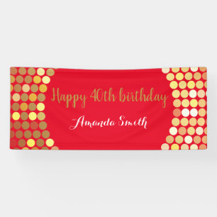 Lona Feliz 40 aniversario Banner Purpurina Red Gold