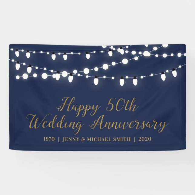 Lona Feliz 50° aniversario Boda Fiesta Banner (Horizontal)