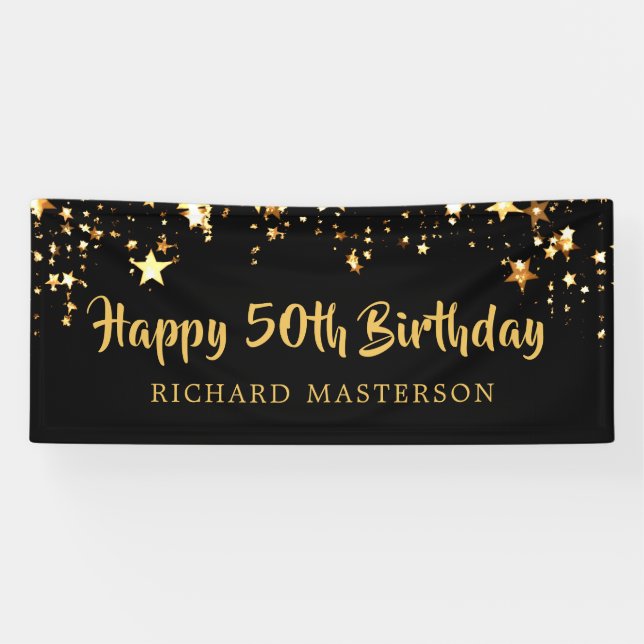 Lona Feliz 50 aniversario de Estrellas de Oro Negro o t