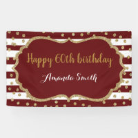 Feliz 60.º banner de cumpleaños Purpurina de oro d