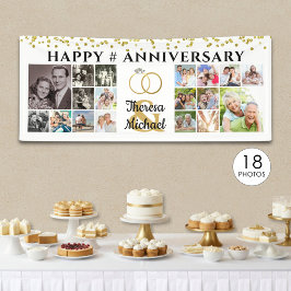 Lona Feliz Aniversario 18 Colaje de Fotos Personalizado