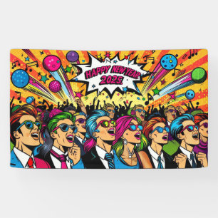 Lona Feliz Año Nuevo 2025 Pop Art Style