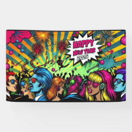 Lona Feliz Año Nuevo 2025 Pop Art Style