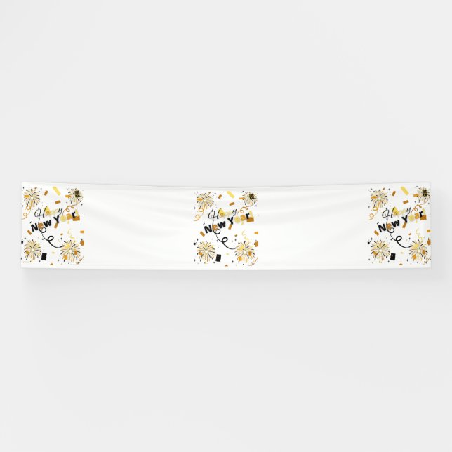 Lona Feliz Año Nuevo 2.5x12 Banner de Vinilo (Horizontal)